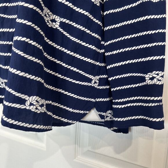 Talbots Nautical Sailor Knot Blue Tunic Blouse Top Womens XL Petite - Picture 3 of 13